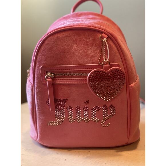 Juicy Couture Handbags - Juicy‎ Couture Small RAINBOW JUICY BACKPACK Pink Lemonade Velvet Purse 10” New